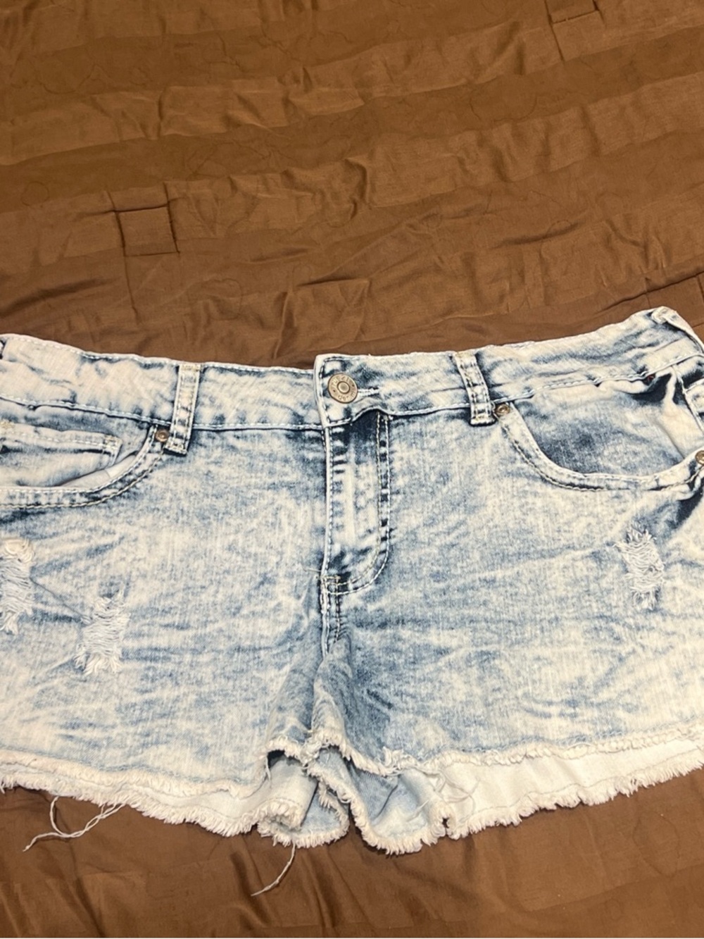Rue21 Acid Wash Light Blue Denim Shorts with Frayed Hem